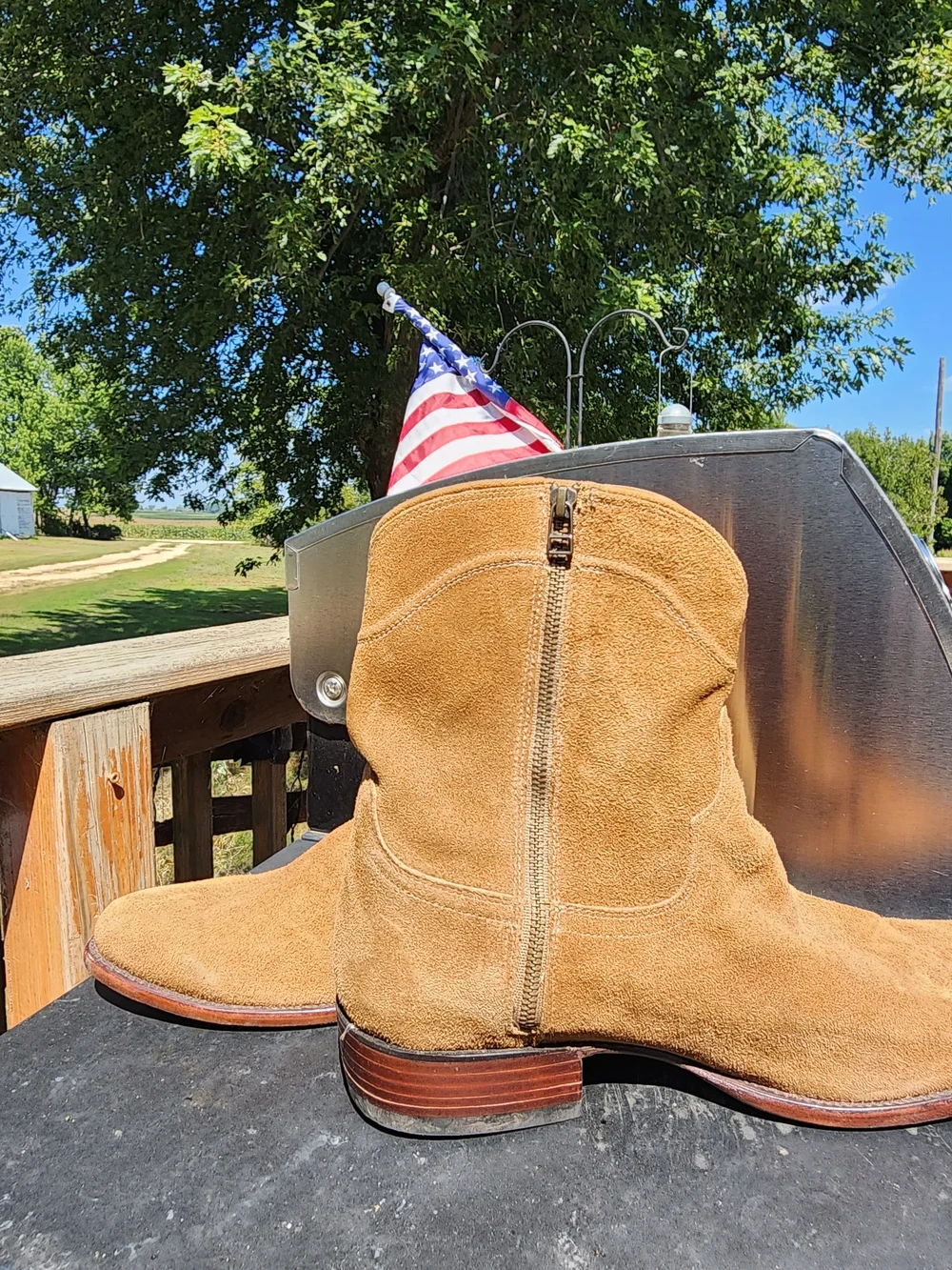 Tecovas Tan Suede Ankle Length Western boots